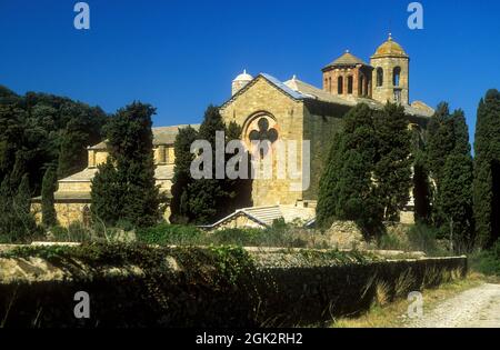 FRANCIA. AUDE (11) L'ABBAZIA DI FONFROIDE, IN STILE GOTICO, DOVE IL LEGATO PAPALE SONO STATI UCCISI DAI CATARI. L'ABBAZIALE VISTO DAL SUD. Foto Stock