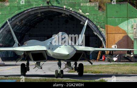 Velivolo da caccia di quinta generazione su-57 Foto Stock