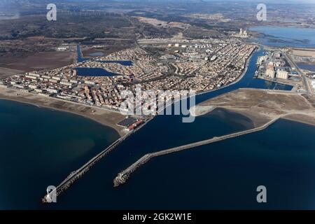 FRANCIA AUDE (11) PORT-LA-NOUVELLE (VISTA AEREA) Foto Stock