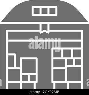 Magazzino con icona in grigio pacchi. Isolato su sfondo bianco Illustrazione Vettoriale