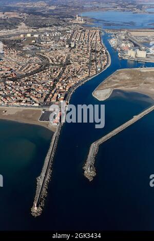 FRANCIA AUDE (11) PORT-LA-NOUVELLE (VISTA AEREA) Foto Stock