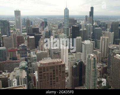 Chicago Skyline visto dal John Hancock Center, Chicago, Illinois, USA Foto Stock