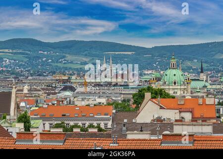 Vienna Austria, skyline della città nel centro di Vienna Foto Stock