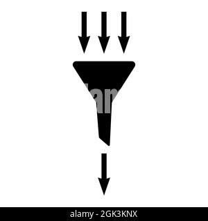 Icona di filtraggio, annaffiatoio vettoriale con filtro e frecce Illustrazione Vettoriale