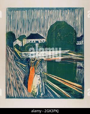 Art di Edvard Munch – The Girls on the Bridge (1918) Foto Stock