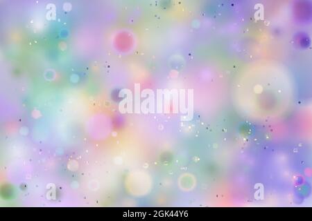Luce magica arcobaleno colorata e brillante, sfondo bokeh astratto su bianco Illustrazione Vettoriale
