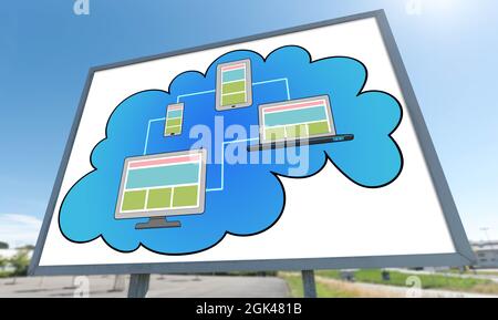Concetto di cloud computing disegnato su un cartellone Foto Stock