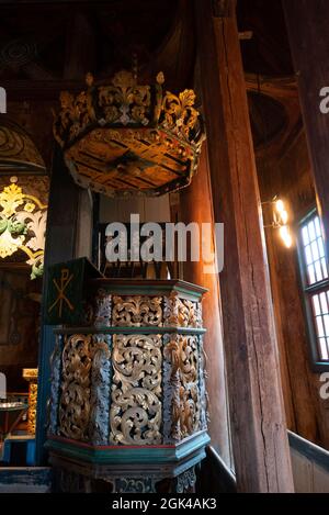 Lomskyrkja - chiesa a doghe in Lom, contea di Innlandet, Norvegia, Europa Foto Stock