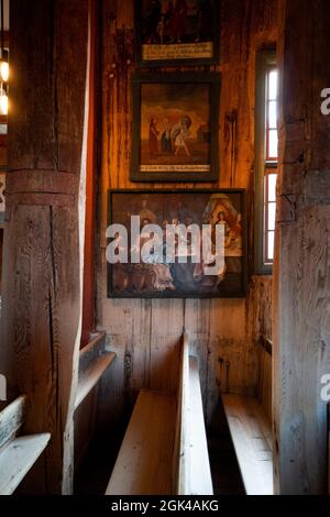 Lomskyrkja - chiesa a doghe in Lom, contea di Innlandet, Norvegia, Europa Foto Stock