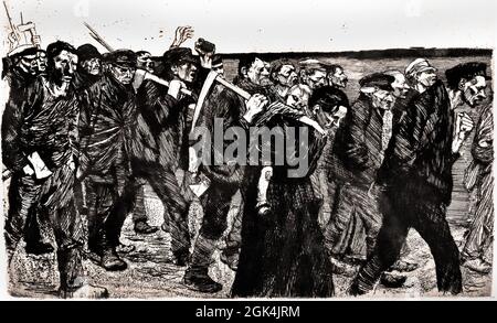 Ein Weberaufstand, Weberzug - una rivolta dei tessitori, processione dei tessitori 1897 di Käthe Kollwitz, tedesco, 1867–1945, Germania, incisione Foto Stock