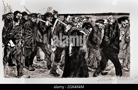 Ein Weberaufstand, Weberzug - una rivolta dei tessitori, processione dei tessitori 1897 di Käthe Kollwitz, tedesco, 1867–1945, Germania, incisione Foto Stock