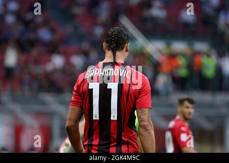 Milano, Italia. 12 settembre 2021. Zlatan Ibrahimovic di AC Milan durante la Serie a 2021/2022 match tra AC Milan e SS Lazio allo Stadio Giuseppe Meazza il 12 settembre 2021 a Milano, Italia Credit: Independent Photo Agency/Alamy Live News Foto Stock