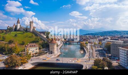 Lucerna - una delle città più pittoresche della Svizzera Foto Stock