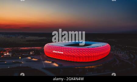 Monaco di Baviera, Germania - Settembre 2020: Allianz Arena, stadio sede del Bayern FC Foto Stock