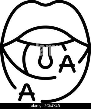 Vettore contorno icona animazione lettera. Espressione della bocca. Sincronizzazione labbro Illustrazione Vettoriale