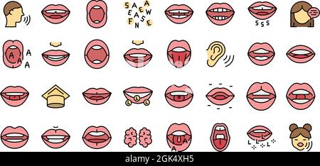 Le icone di articolazione impostano il vettore di contorno. Sviluppo dell'infanzia. Esercizio di formazione Illustrazione Vettoriale