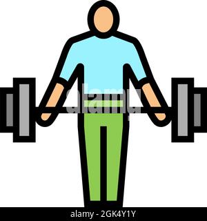 atleta che si esercita con immagine vettoriale icona di colore del peso Illustrazione Vettoriale