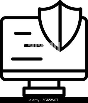 Vettore contorno icona ativirus attivo. Protezione antivirus. Protezione della protezione Illustrazione Vettoriale