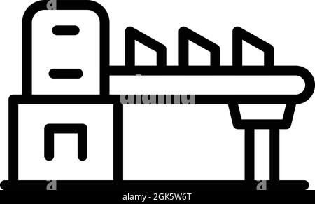 Vettore di contorno icona del flusso di produzione. Processo di fabbrica. Catena di consegna Illustrazione Vettoriale