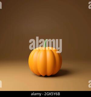 Zucca su sfondo marrone, rendering 3d Foto Stock