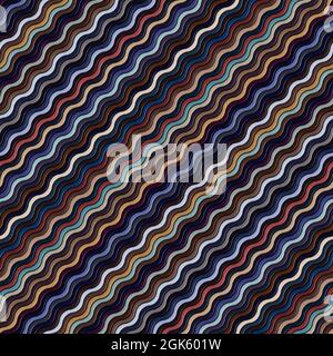 Bella composizione di strisce ondulate in diverse sfumature di blu e marrone. Ripetizione continua. Foto Stock