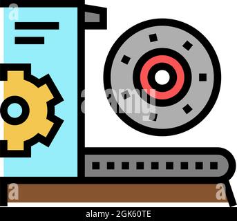illustrazione vettoriale dell'icona del colore di fabbricazione delle apparecchiature e delle parti Illustrazione Vettoriale