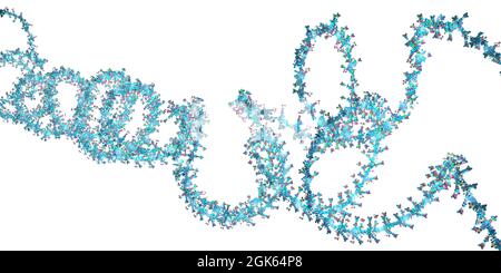 Catena di acido ribonucleico da cui l'acido desossiribonucleico o DNA è composto - illustrazione 3d Foto Stock
