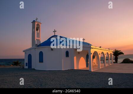 Cappella Thekla al tramonto a Ayia Napa, Cipro Foto Stock