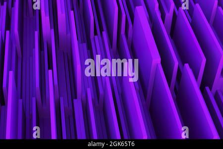 Illustrazione 3d astratto concetto barre viola rendering. Elemento sfondo astratto. Foto Stock