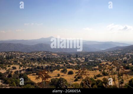 Il paesaggio dei monti Troodos a Cipro Foto Stock