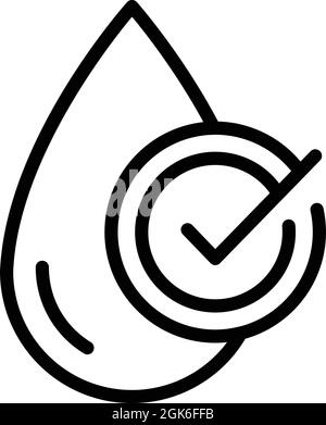 Goccia sangue testato icona vettore contorno. Test di laboratorio. Provetta di analisi Illustrazione Vettoriale