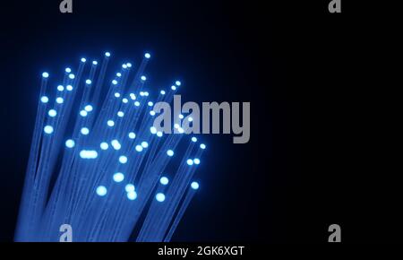 rappresentazione 3d delle punte in fibra ottica per il concetto di comunicazione. Foto Stock