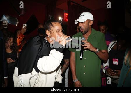 New York, NY, USA. 12 settembre 2021. Alicia Keys e Baby Cham sono stati raffigurati al Swizz Beatz Surprise Birthday Party di Little Sister a New York il 12 settembre 2021. Credit: Walik Goshorn/Media Punch/Alamy Live News Foto Stock