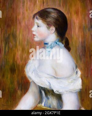 Ragazza con un nastro blu di Pierre Auguste Renoir (1841-1919), olio su tela, 1888 Foto Stock