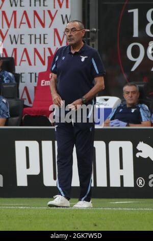Milano, Italia. 12 settembre 2021. Maurizio Sarri in azione durante la Serie Una partita di calcio tra Milano e Lazio allo Stadio Giuseppe Meazza di Milano il 12 settembre 2021. (Foto di Mairo Cinquetti/Pacific Press) Credit: Pacific Press Media Production Corp./Alamy Live News Foto Stock