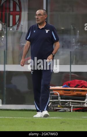 Milano, Italia. 12 settembre 2021. Maurizio Sarri in azione durante la Serie Una partita di calcio tra Milano e Lazio allo Stadio Giuseppe Meazza di Milano il 12 settembre 2021. (Foto di Mairo Cinquetti/Pacific Press) Credit: Pacific Press Media Production Corp./Alamy Live News Foto Stock