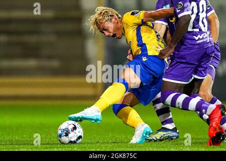 ANVERSA, BELGIO - SETTEMBRE 13: Daichi Hayashi di STVV durante la partita della Giupiler Pro League tra K. Beerschot V.A. e STVV all'Olympisch Stadion il 13 Settembre 2021 ad Anversa, Belgio (Foto di Jeroen Meuwsen/Orange Pictures) Foto Stock