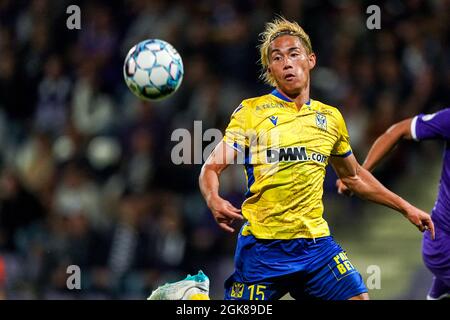 ANVERSA, BELGIO - SETTEMBRE 13: Daichi Hayashi di STVV durante la partita della Giupiler Pro League tra K. Beerschot V.A. e STVV all'Olympisch Stadion il 13 Settembre 2021 ad Anversa, Belgio (Foto di Jeroen Meuwsen/Orange Pictures) Foto Stock