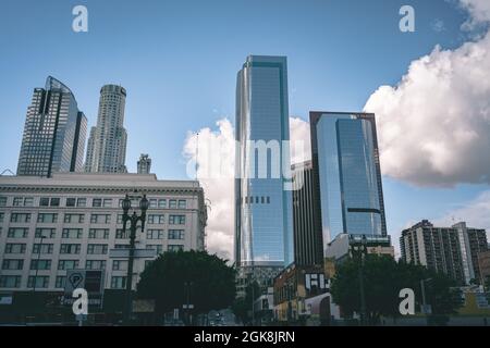 Uno e due edifici California Plaza, Bunker Hill, Downtown Los Angeles, California, USA Foto Stock