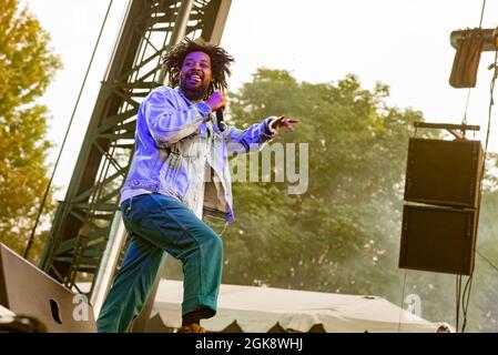 Chicago, Stati Uniti. 12 settembre 2021. CHICAGO, il - 12 SETTEMBRE: Danny Brown suona al Pitchfork 2021 Day 3 a Chicago, Illinois il 12 settembre 2021. (Foto di Annie Lesser/imageSPACE/Sipa USA) Credit: Sipa USA/Alamy Live News Foto Stock