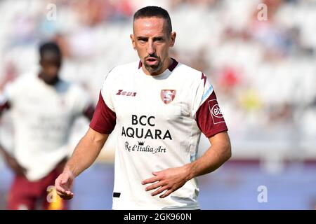 Torino, Italia. 12 settembre 2021. Franck Ribery of US Salernitana reagisce durante la Serie Una partita di calcio 2021/2022 tra Torino FC e US Salernitana allo Stadio Olimpico Grande Torino (Italia), 12 settembre 2021. Foto Giuliano Marchisciano/Insidefoto Credit: Ininsidefoto srl/Alamy Live News Foto Stock