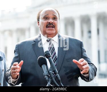 Washington, Stati Uniti 13 settembre 2021. 13 settembre 2021 - Washington, DC, Stati Uniti: Martin Luther King III parla al Campidoglio delle leggi sulla tutela dei diritti di voto. (Foto di Michael Brochstein/Sipa USA) Credit: Sipa USA/Alamy Live News Foto Stock