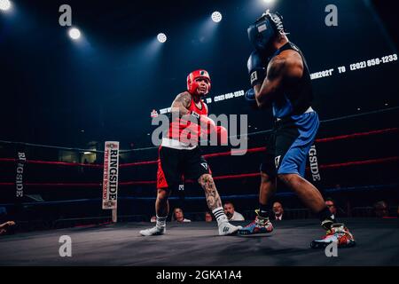 Guns 'N Hose Charity Boxing tra Omaha polizia e pompieri Foto Stock