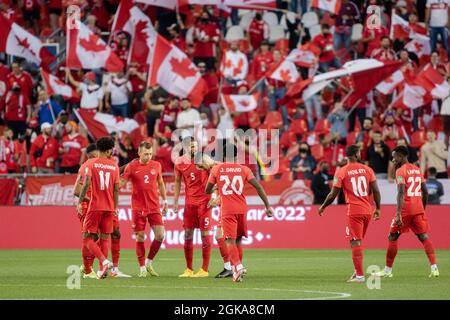 Toronto, Canada, 8 settembre 2021: Il team Canada si prepara per la gara di qualificazione 2022 della CONCACAF World Cup contro El Salvador al BMO Field di Toronto, Canada. Il Canada ha vinto la partita 3-0. Foto Stock