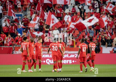 Toronto, Canada, 8 settembre 2021: Il team Canada si prepara per la gara di qualificazione 2022 della CONCACAF World Cup contro El Salvador al BMO Field di Toronto, Canada. Il Canada ha vinto la partita 3-0. Foto Stock