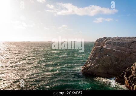 Vista sull'oceano da Sotra vicino a Bergen in Norvegia. Foto Stock