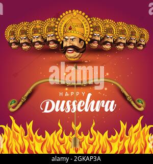 Happy Dussehra festival dell'India. Di Lord Rama uccidendo Ravana. Illustrazione vettoriale Illustrazione Vettoriale