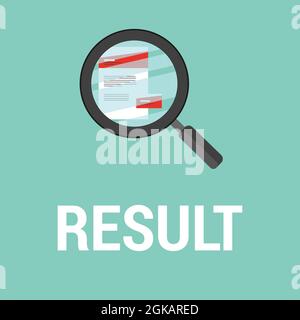 Risultato in Business, illustrazione con lente d'ingrandimento Foto Stock