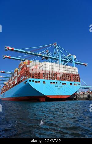 porto di rotterdam / paesi bassi - 2021.09.02: nave container vette maersk (imo # 9632155) carico/scarico presso il terminale apm prinses amaliahaven Foto Stock