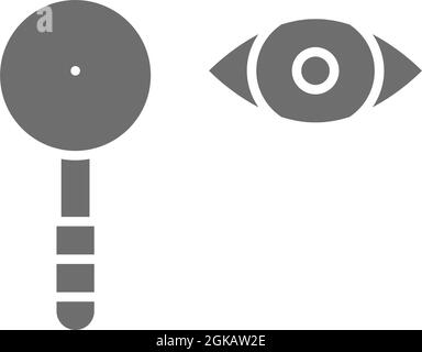 Test oculare, icona grigia della scapola. Isolato su sfondo bianco Illustrazione Vettoriale